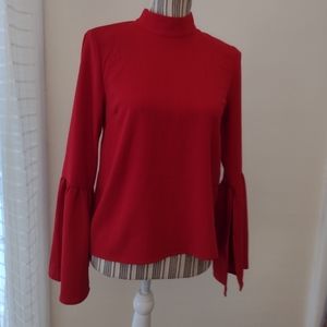 Urban Outfitters Red Mock Neck Bell Sleeve Blouse Size XS